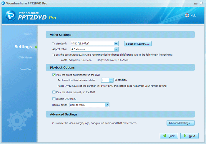 Select Video/DVD formats